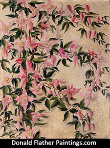 Clematis original Donald Flather painting for sale - front side view