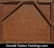 Clematis original Donald Flather painting for sale - back side view