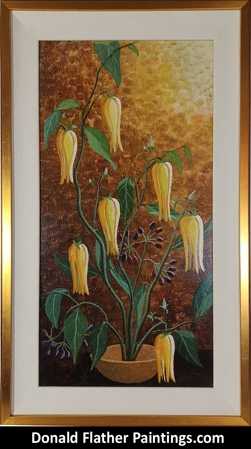 Dr. DM (Donald McIntosh) Flather original Canadian oil floral painting 'Cananga Odorata - Ylang-Ylang' - PFL 65