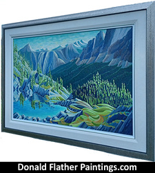 Click here to see Dr. DM Flather's Mountain Pool South of the Three Valley Gap Canadian landscape painting's side view
