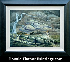 Click here to see Dr. DM Flather's original oil painting titled 'Eastwind Saltair' Squall on Sharpe Point framed view